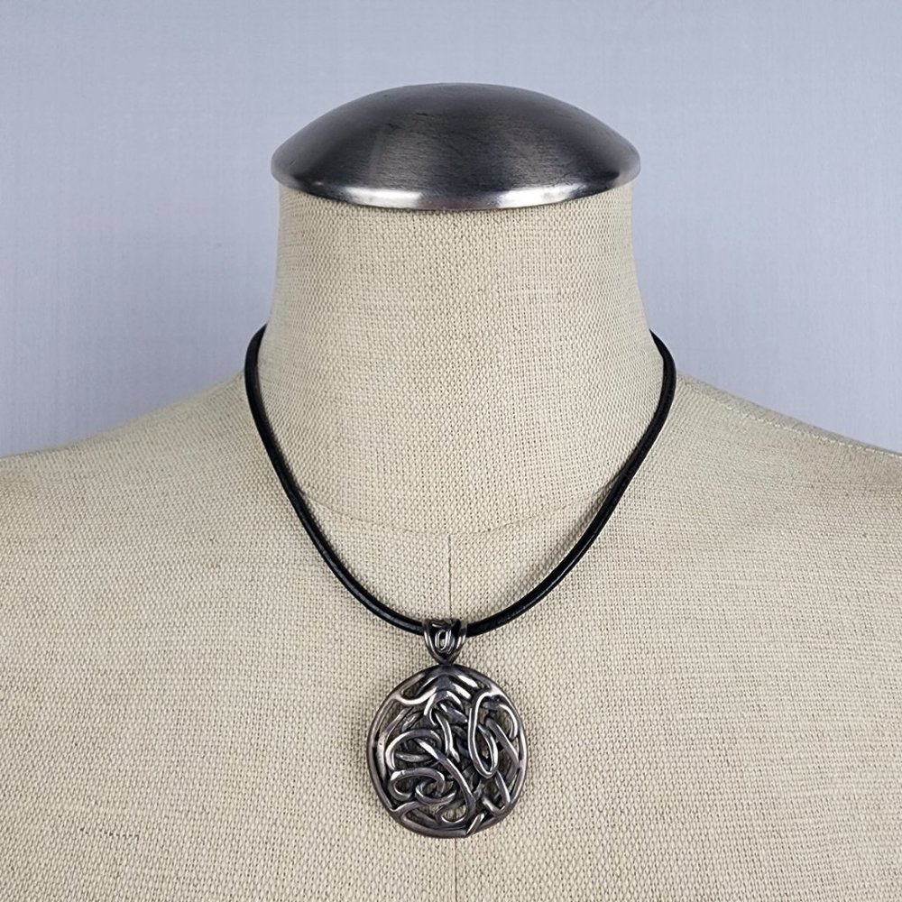 Silpada Silver Celtic Knot Pendant on Black Cord